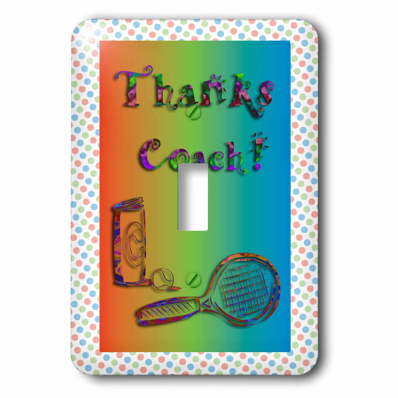 Cadeau coach de tennis plaque interrupteur avec raquette et balles