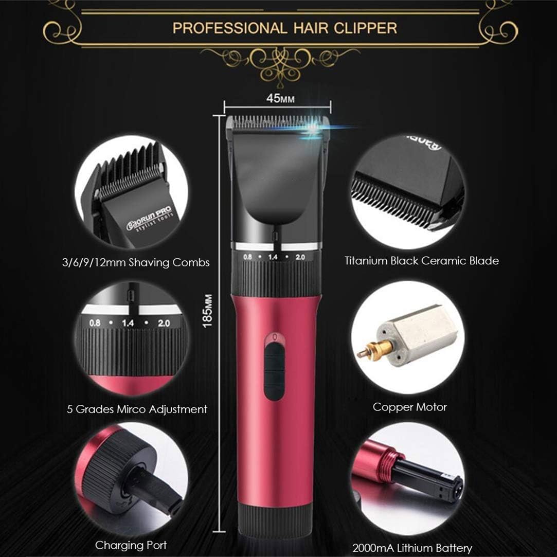 Hair Clippers Cordless Rechargeable Hair Trimmers Hair Cutting Kit Machine for Men, 2000mAh Lithium Ion Waterproof Cordless Scissors Cutting Hair Clippers Set Tool