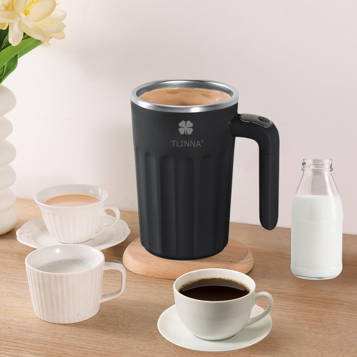 Drink Stirrer,Self Stirring Mug,Self Stirring Coffee Mug,Suitable for Coffee, Milk, Cocoa and Other Beverages (Black) - Image 6