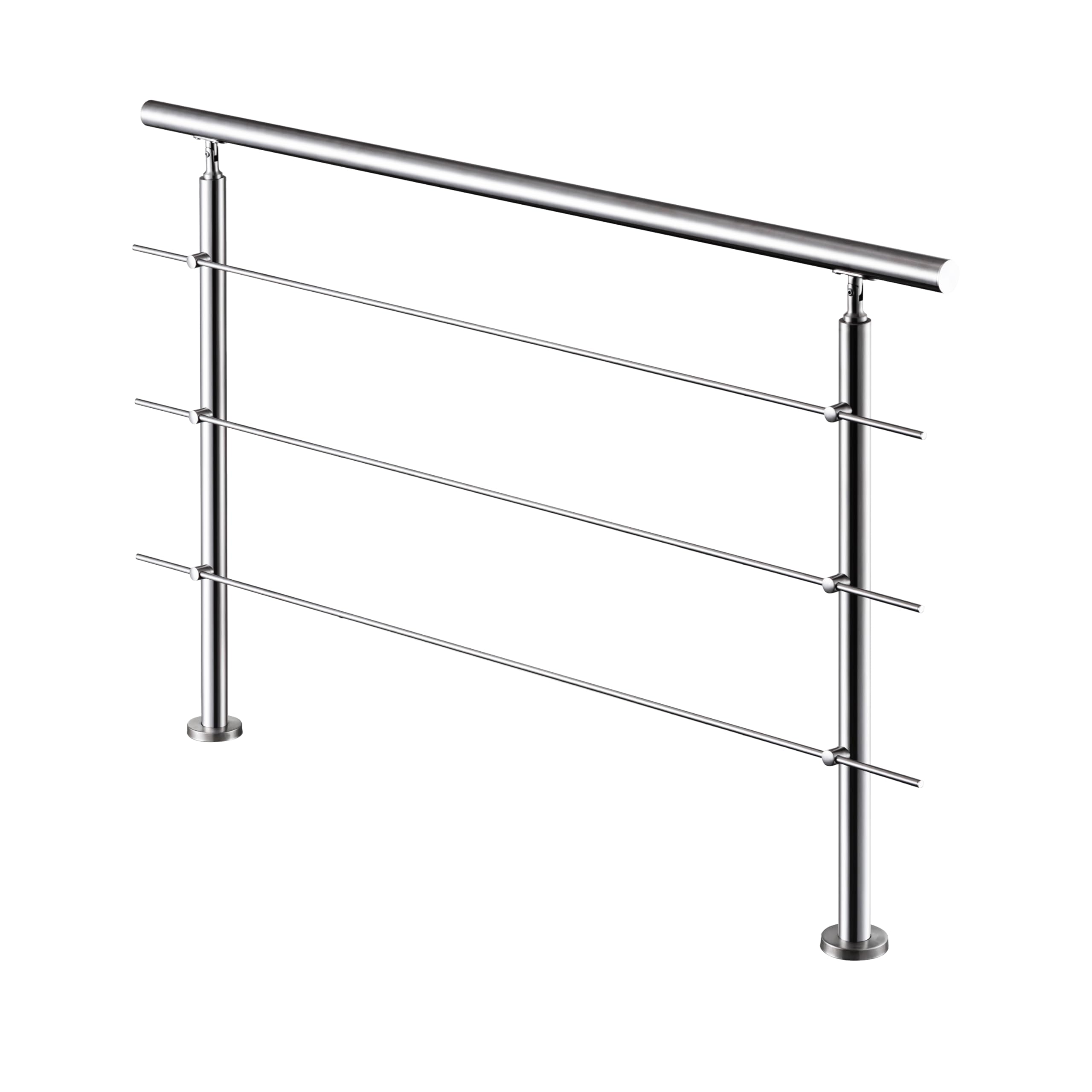 AICA Barandilla escalera, barandilla de acero inoxidable 304, pasamanos de escalera para interior y exterior escaleras, jardin, balcón, terraza, 150x106 cm, 3 barras transversales