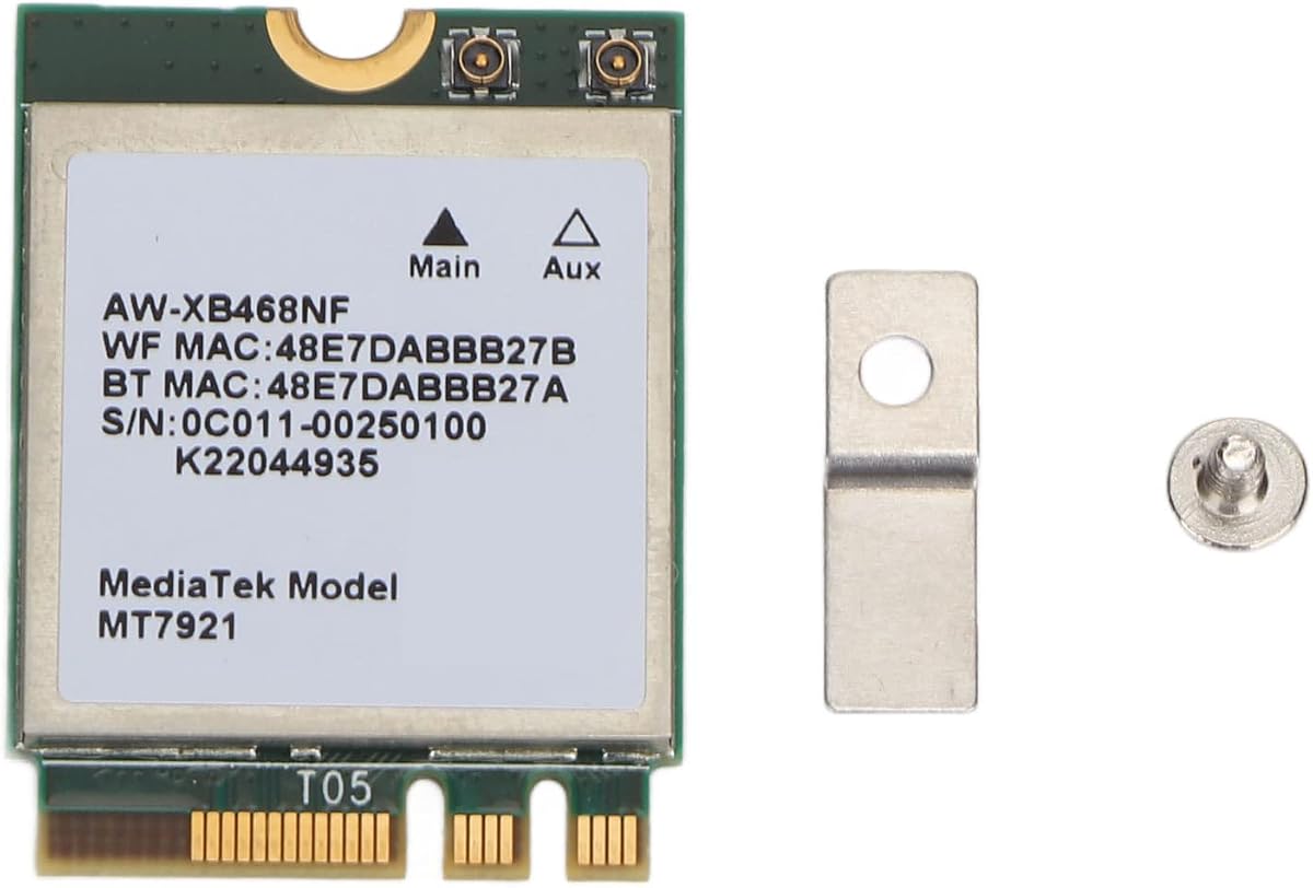 Tarjeta de red MT7921 NGFF M.2, tarjeta inalámbrica WiFi 6 de 1800Mbps 2,4Ghz 5Ghz de doble banda, con espaciador y tornillo, para 10 11