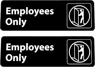 Kraken Sign Co - Employees Only Sign - Black and White, 9" x 3" (Two Pack)