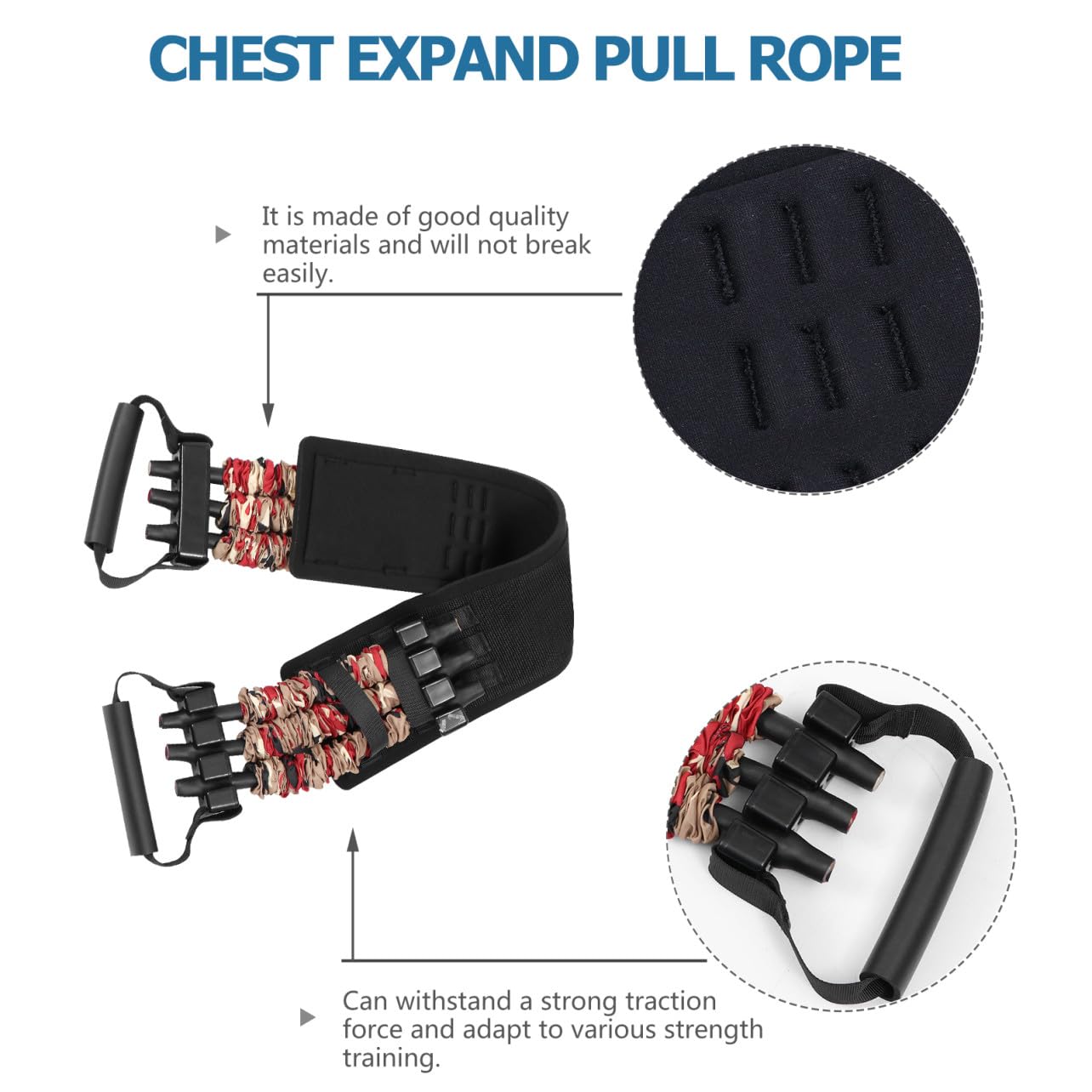 TOYANDONA Banda Elastica per Allenamento Pettorale Vita Imbottita, Espansore per Petto in Nailon Leggero per Fitness e Tonificazione Muscolare