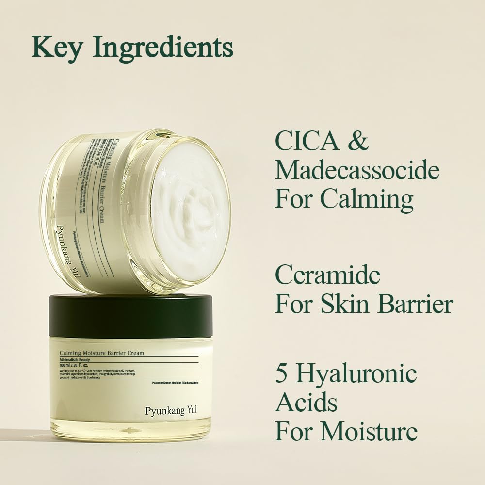 Pyunkang Yul PKY Calming Moisture Barrier Cream Instantly Soothes Sensitive Skin, Hyaluronic Acid & Ceramide for Hydration, Vegan, Korean Skincare (3.38 Fl. Oz, 100ml) - Image 4