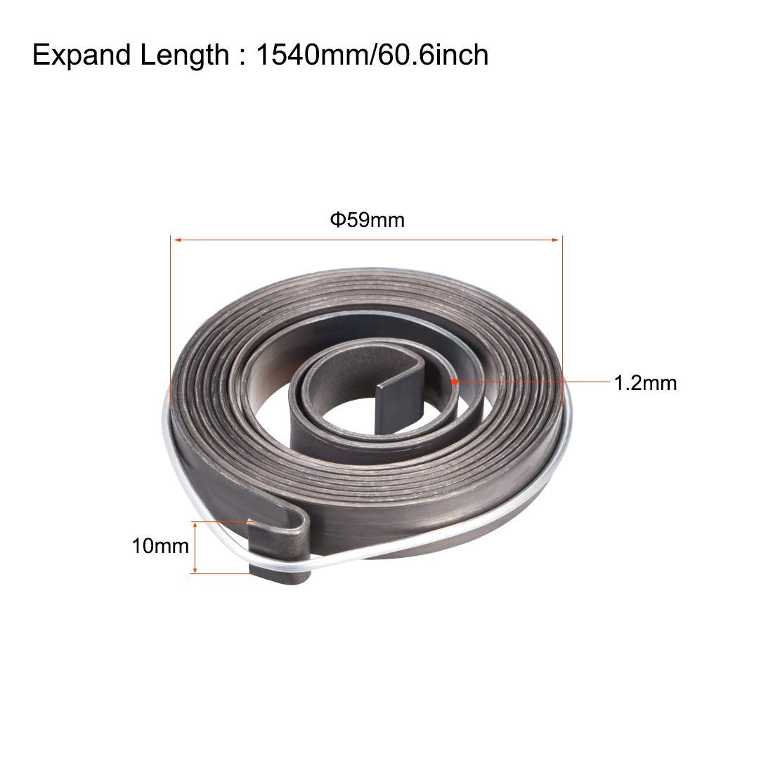 Taladro de columna Quill Feed Return, muelle helicoidal Assembly Spring Steel, Negro, 1540 mm Expand Largo 59 x 10 x 1,2 mm