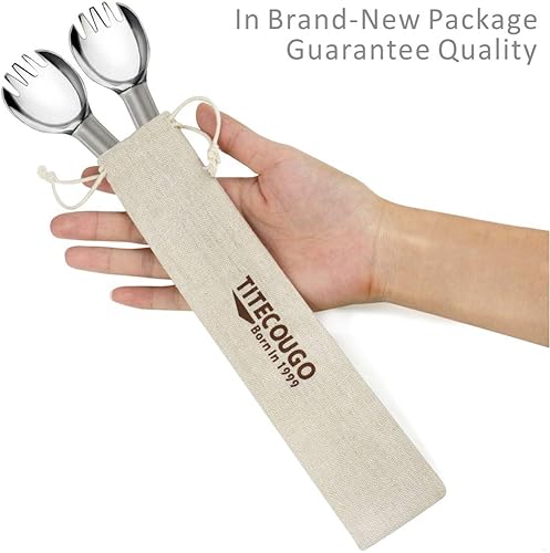 Miniatura 4 de TITECOUGO Vajilla multifuncional de titanio puro para exteriores, tenedor, cuchara y tenedor