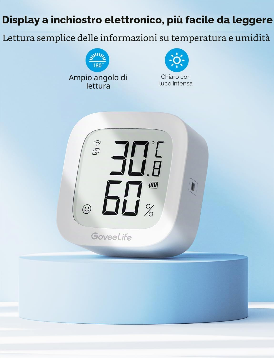 GoveeLife Igrometro senza fili, termometro digitale per temperatura e umidità interna con applicazione, avviso di allarme e archiviazione dati, controllo remoto, adatto per camera da letto, 1 Pack