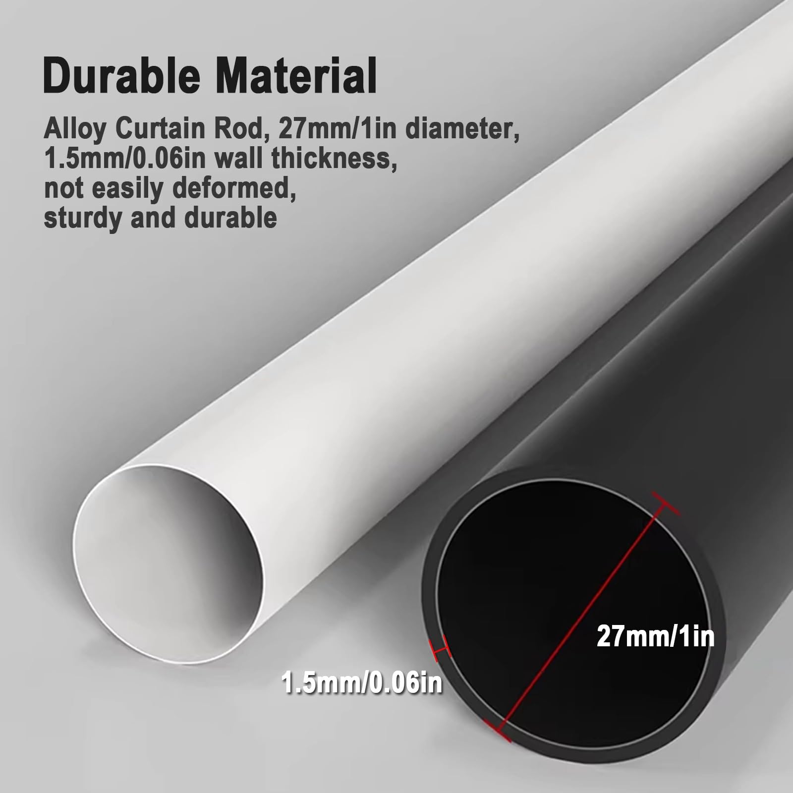 Karnisze do Firan, Podwójny Kijek Szynkowy do Zasłon, Nośność 40kg | Karnisze do Okiem, Średnica Rury 27mm, Grubość Ścianki 1.5mm, Metalowy, Powłoka Lakiernicza Pieczona(White,120cm/47in)