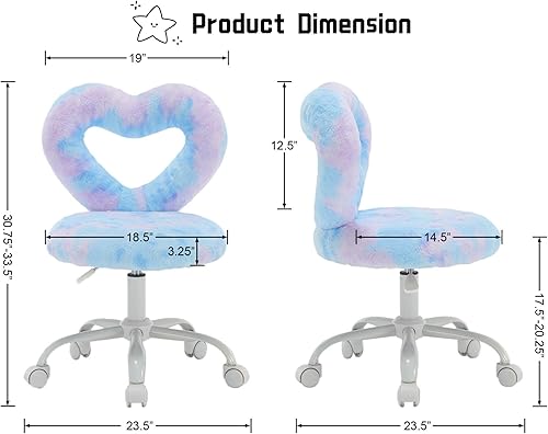Miniatura 31 de Silla de escritorio moderna con diseño de gato para niños, cómodas sillas de escritorio pequeñas y mullidas para niñas y niños, silla giratoria