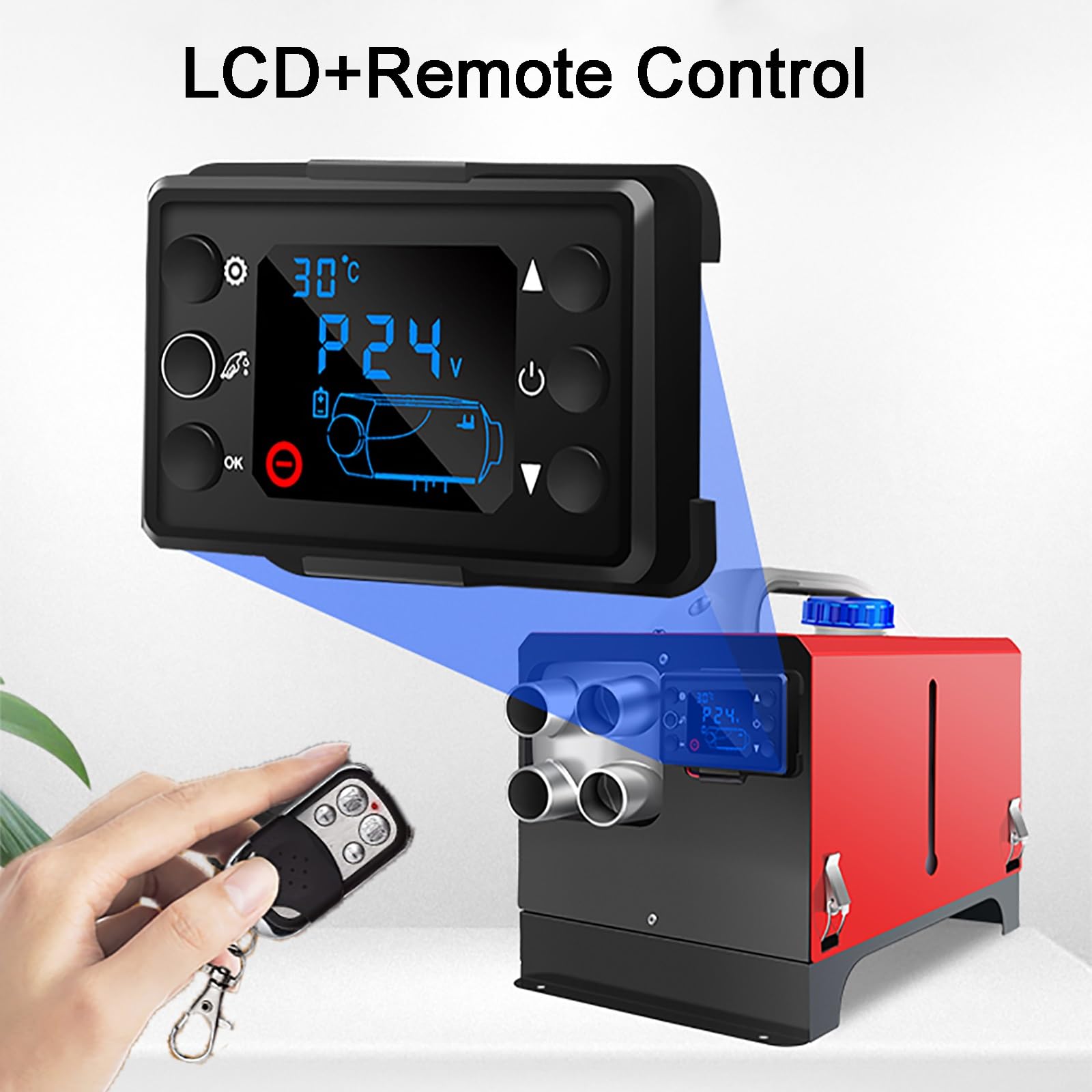 Riscaldatore diesel 5KW 12V/24V, riscaldatore di parcheggio con telecomando e display LCD, riscaldatore d'aria riscaldamento rapido con silenziatore per camper, camion, barca, autobus, auto, rimorch