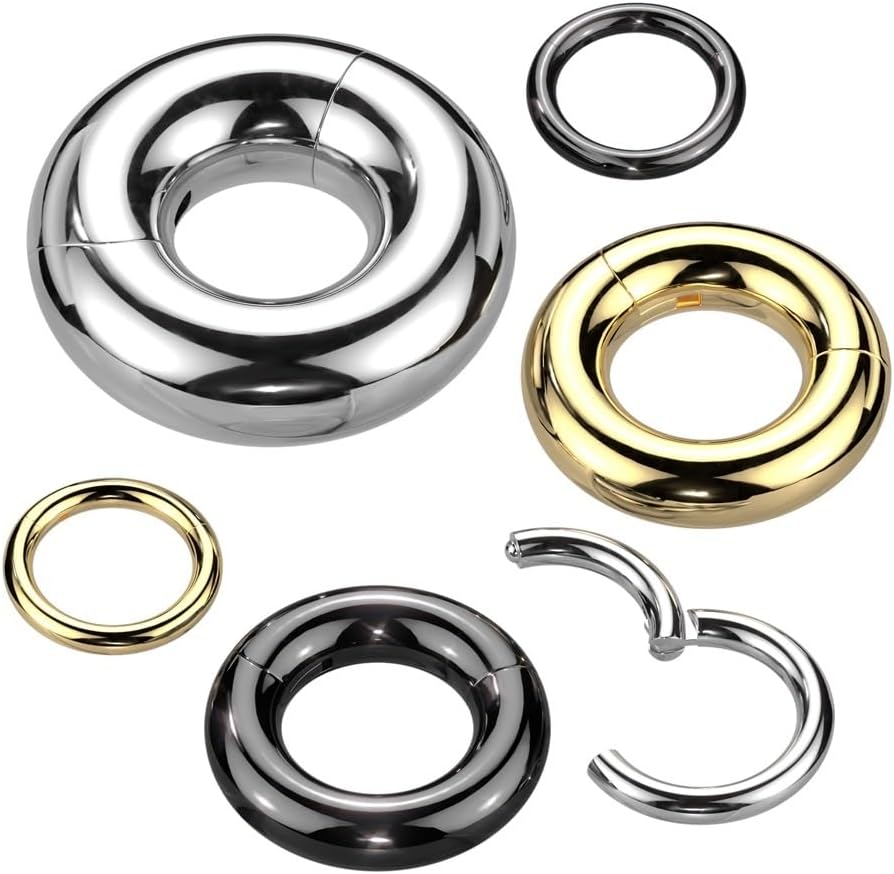 Pierced Owl 12GA-00GA Large Gauge F136 Implant Grade Titanium 12mm Diameter Hinged Segment Clicker Ring - Image 3