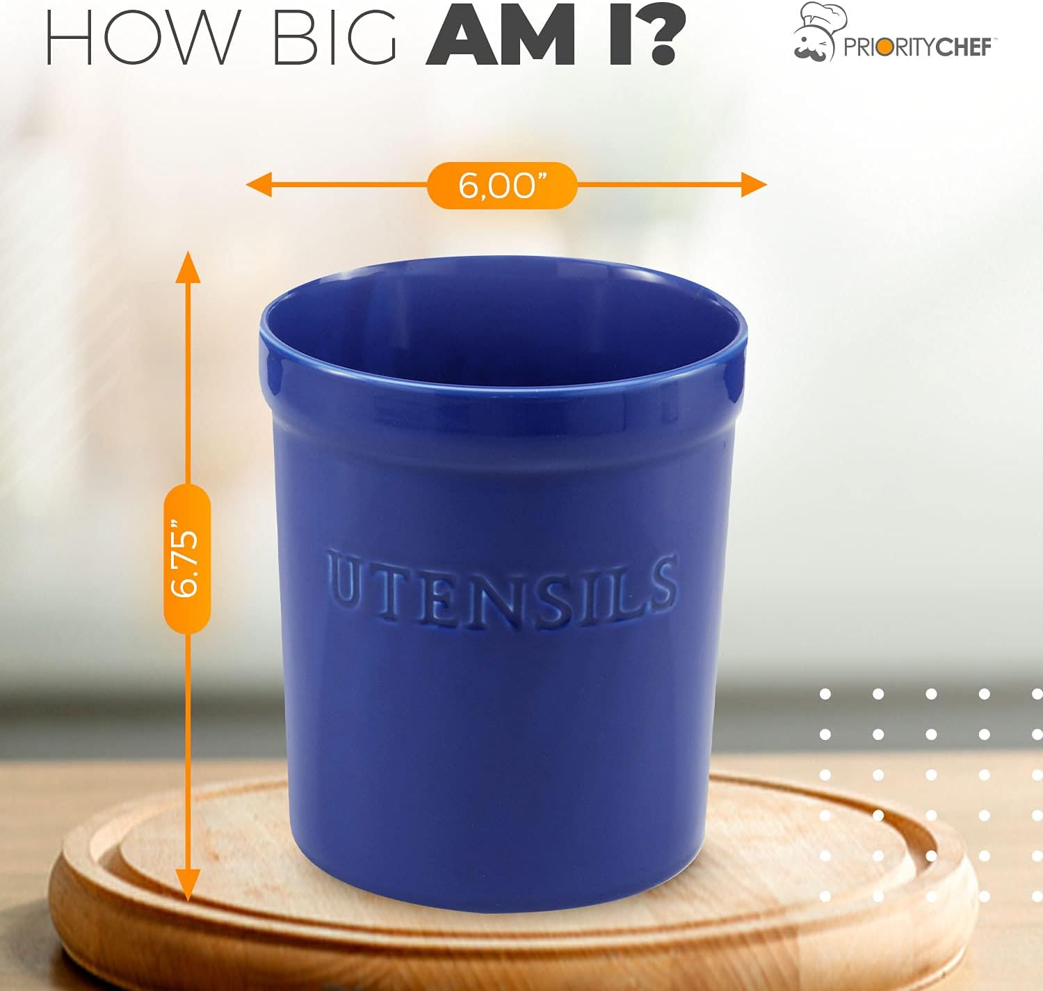 PriorityChef Kitchen Utensil Holder for Countertop, Heavy Ceramic Utensils Caddy, Large Spatula Organizer Utensil Crock - Dark Blue : Home & Kitchen