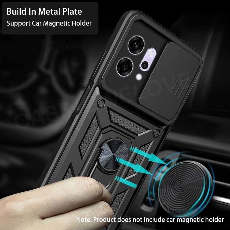 Image of SPAZY CASE Oppo K13 Turbo Back Cover | Heavy Duty Hybrid Case with 360 Degree Rotating Finger Ring Holder + Slider Shutter Camera Protection Case for Oppo K13 Turbo - Blue