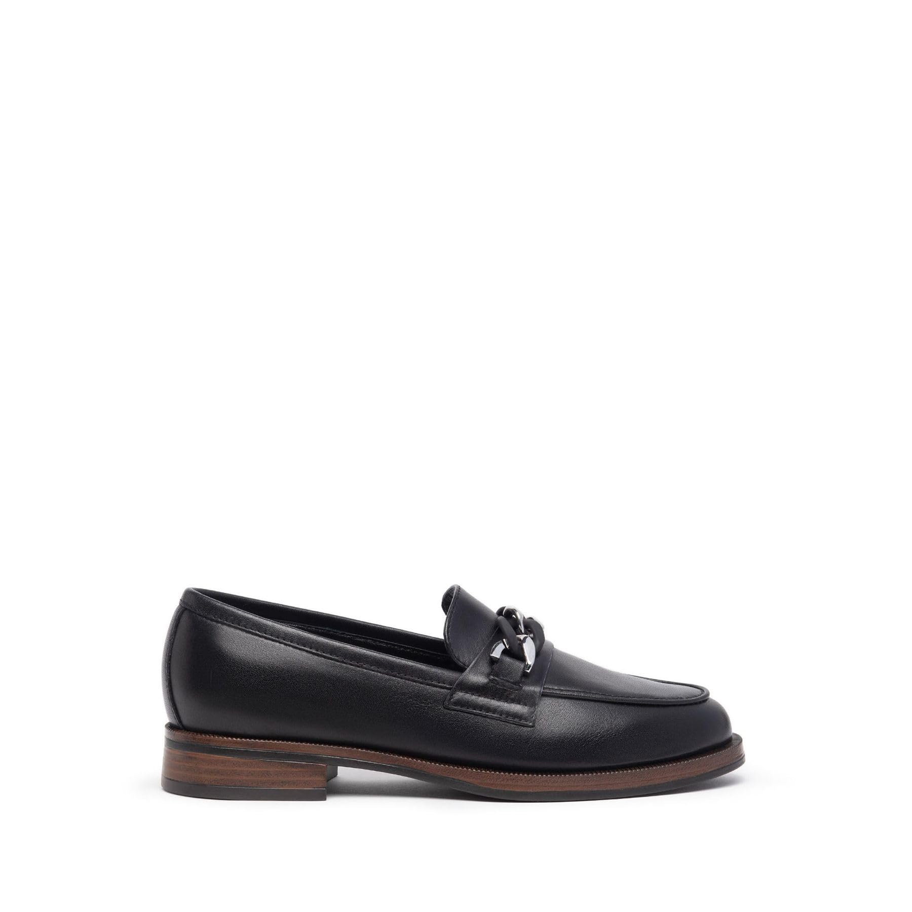 NEROGIARDINI Mocassino in pelle con catena 37 Nero NERO
