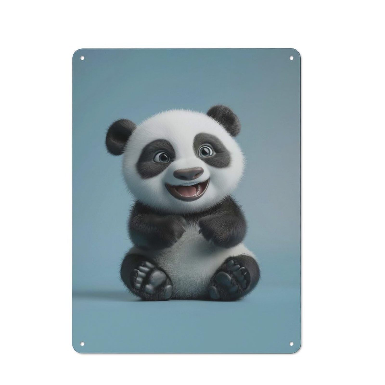 Junmoney Cherubic Panda Cub A Beacon Of Joy For Kids R Oom Garage Metal Sign 40X30cm, Retro Workshop Wall Decor For Tool Room, Garage, Studio Or Home Bar