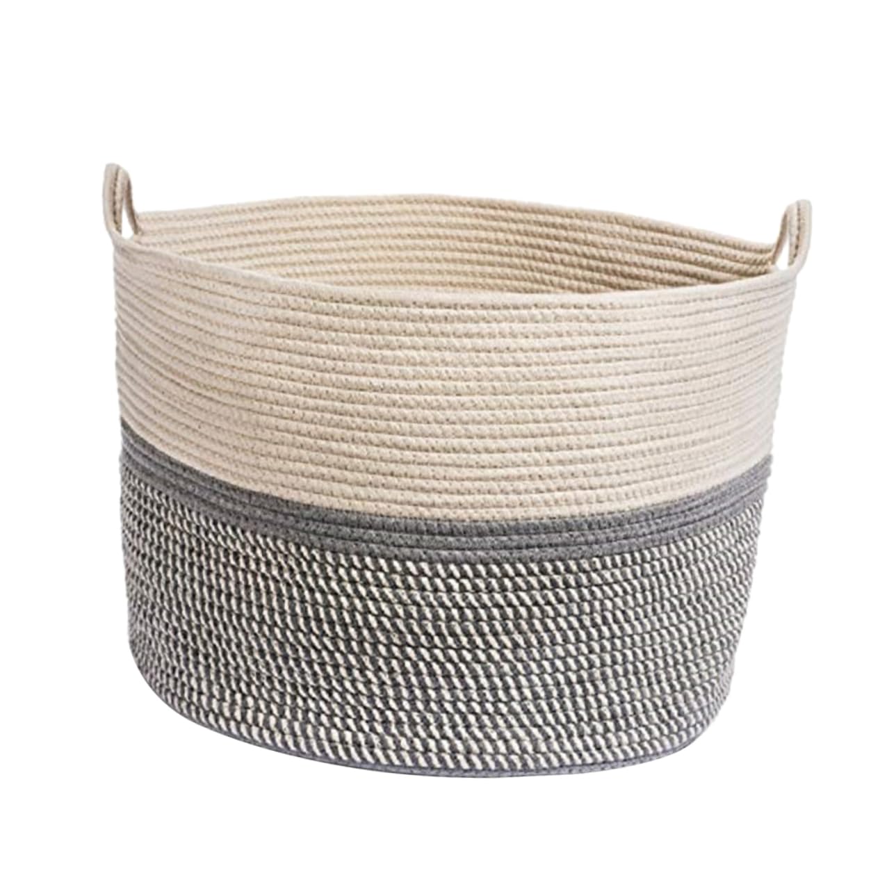 Panier de rangement coton tressé blanc pour linge et jouets