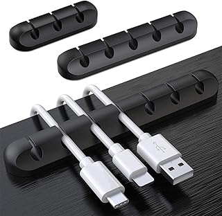 YCGTBAUE 3 Pack Cable Holder Organizer,Cable Holder Clips,Cable Management Cord Clips,USB Cable Organizers,Silicone Plug Holder, Black Self Adhesive Data Cable for Home Office Desk Car (7-5-3 Slots)