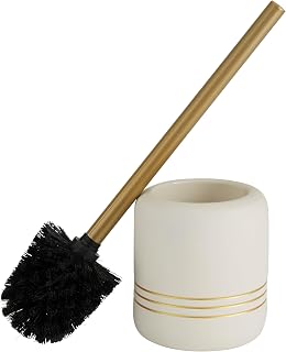 Bath Bliss White and Gold Ceramic Toilet Brush