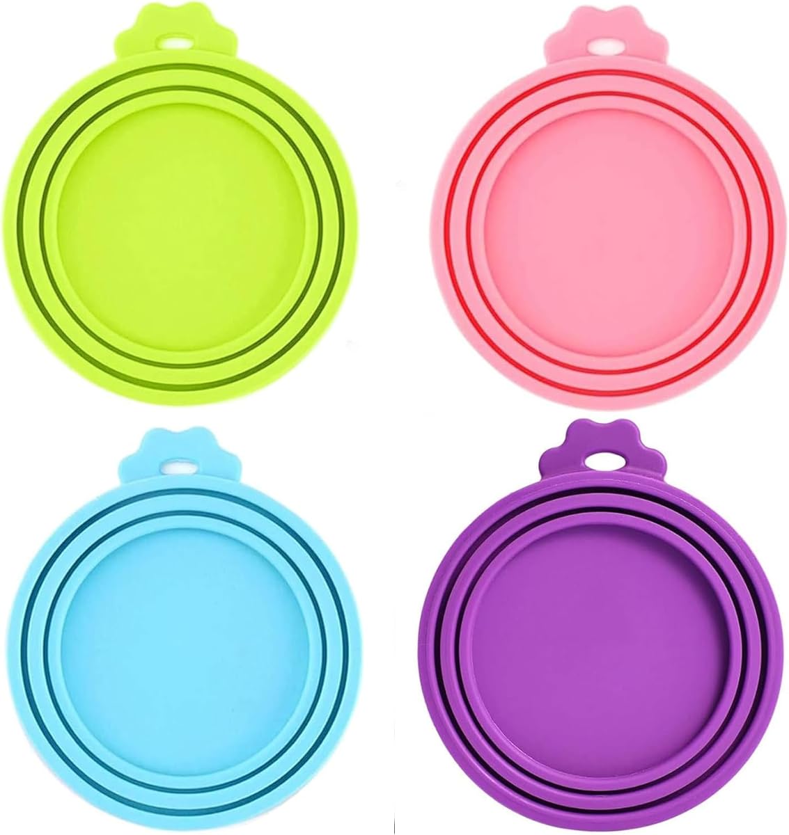 4 Pack Pet Food Can Cover Silicone Can Lids for Dog and Cat Food(Universal Size, One fit 3 Standard Size Food Cans)