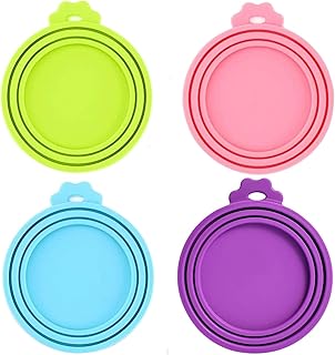 4 Pack Pet Food Can Cover Silicone Can Lids for Dog and Cat Food(Universal Size, One fit 3 Standard Size Food Cans)