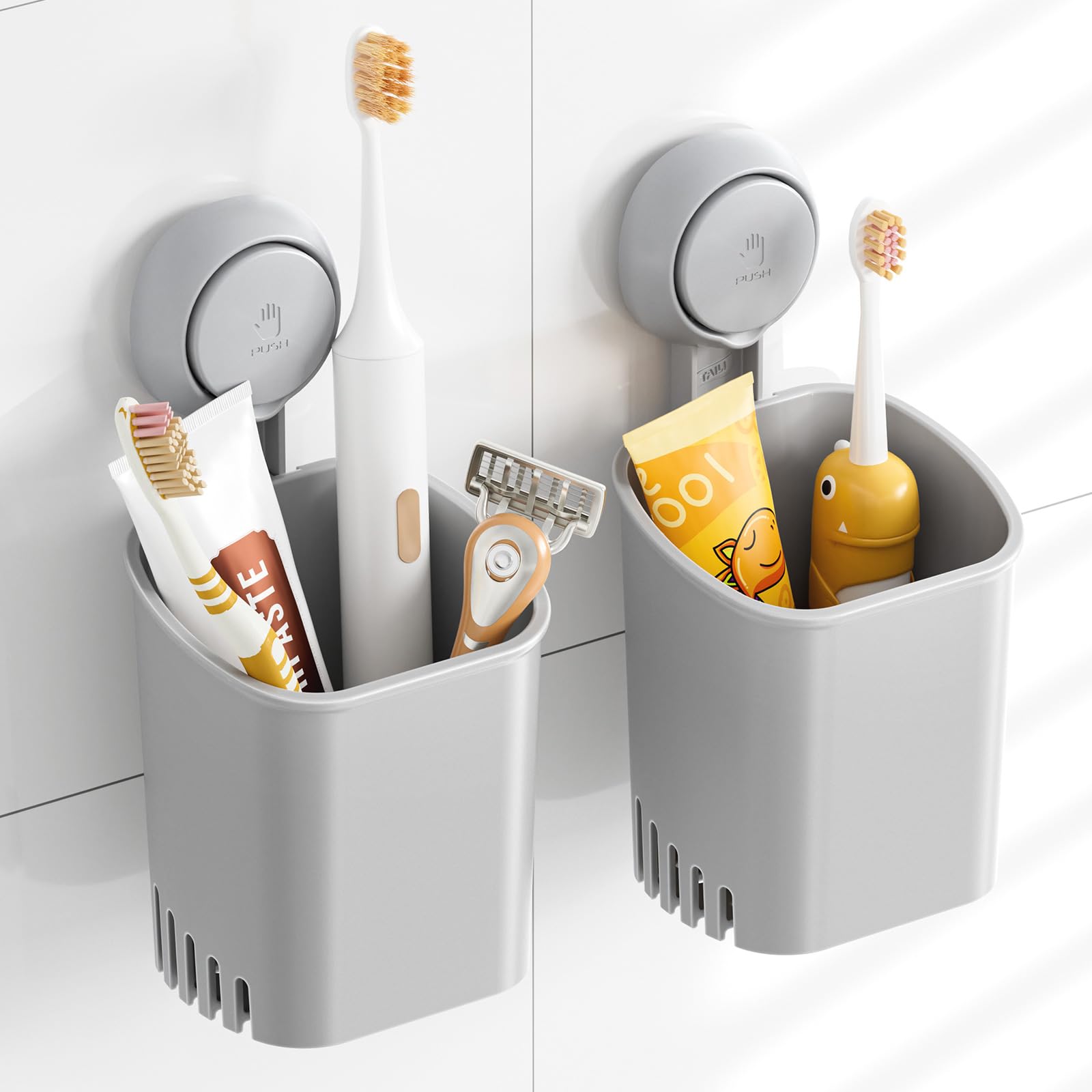 Porte-brosse à dents à ventouse puissant et auto-drainant pour un rangement de douche impeccable