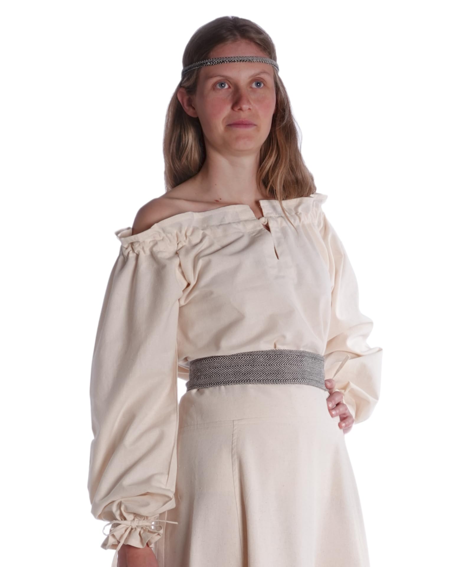 HEMAD Women's Medieval Blouse - Cotton - Beige XXL
