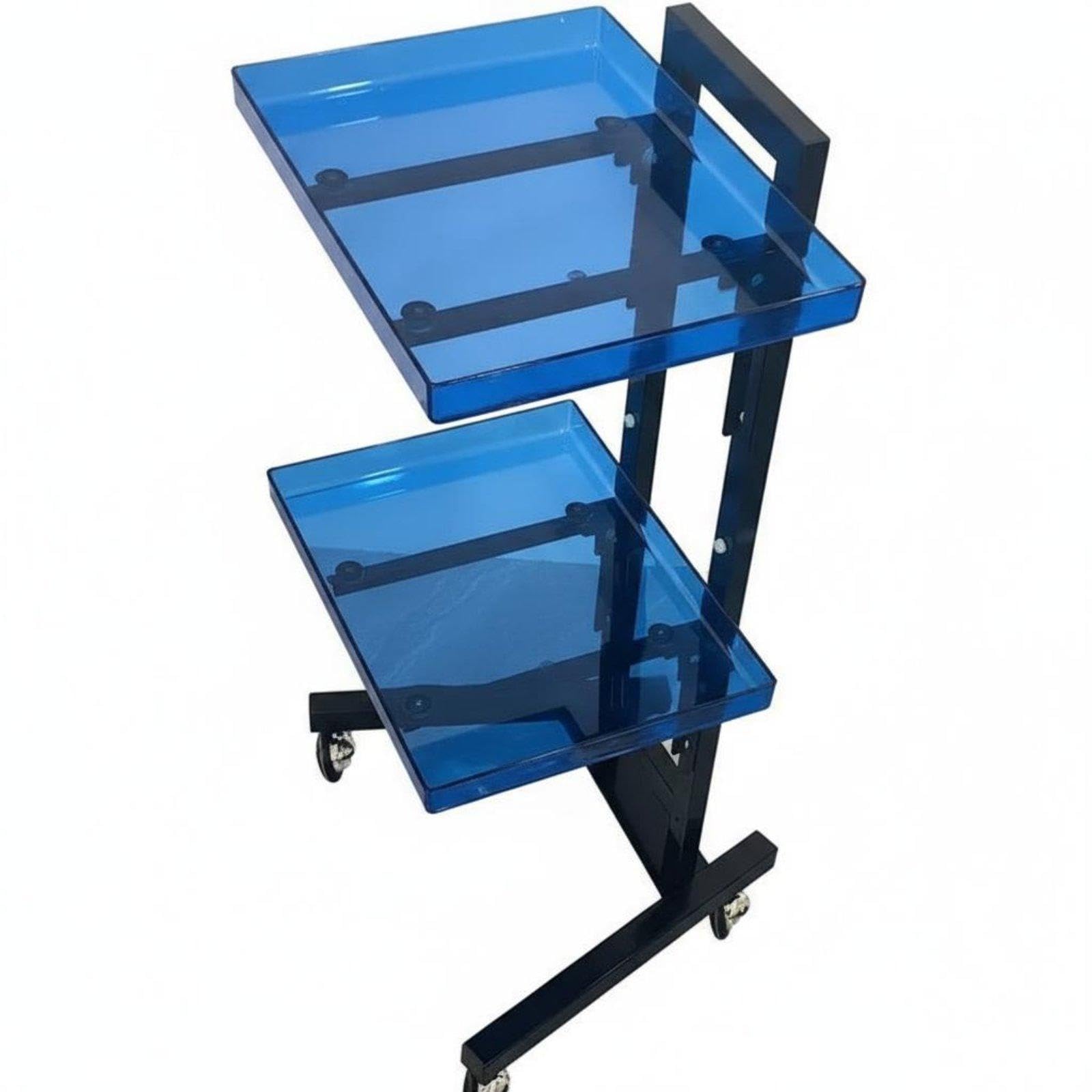 CALANDIS Foldable Salon Trolley Acrylic Trays Portable Beauty Trolley Space-Saving Hairdressing Tool Cart for Beauticians, Hair Stylists, Barbershop, Spa, Spas Blue Carbon Steel-image-46