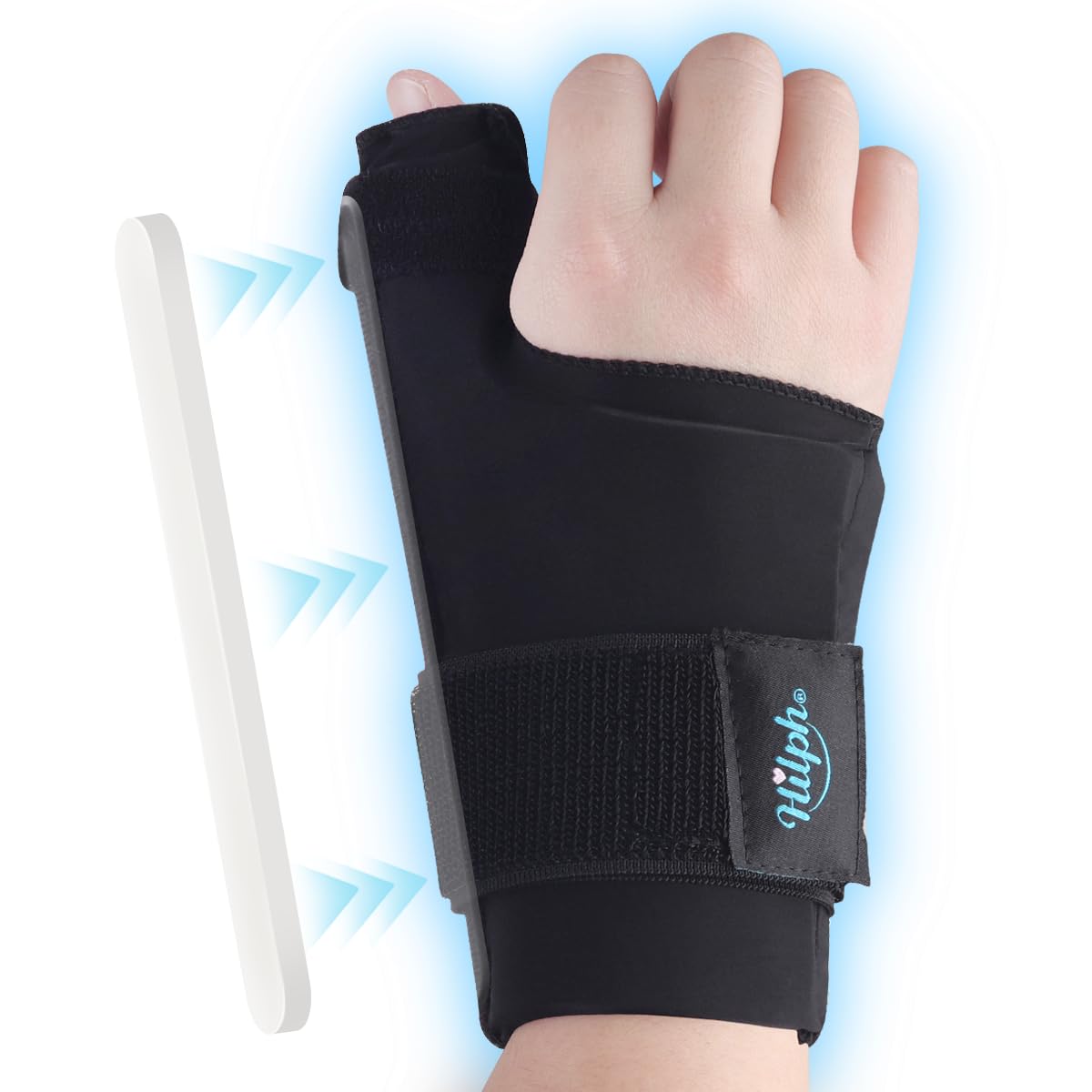 HilphThumb Wrist Ice Pack Wrap for Carpal Tunnel & Tenosynovitis with Thumb Splint Support, Soft Gel Wrist Ice Sleeve for Hand Hot Cold Therapy, Arthritis, Tendonitis, Mommy Wrist, Sports Injuries