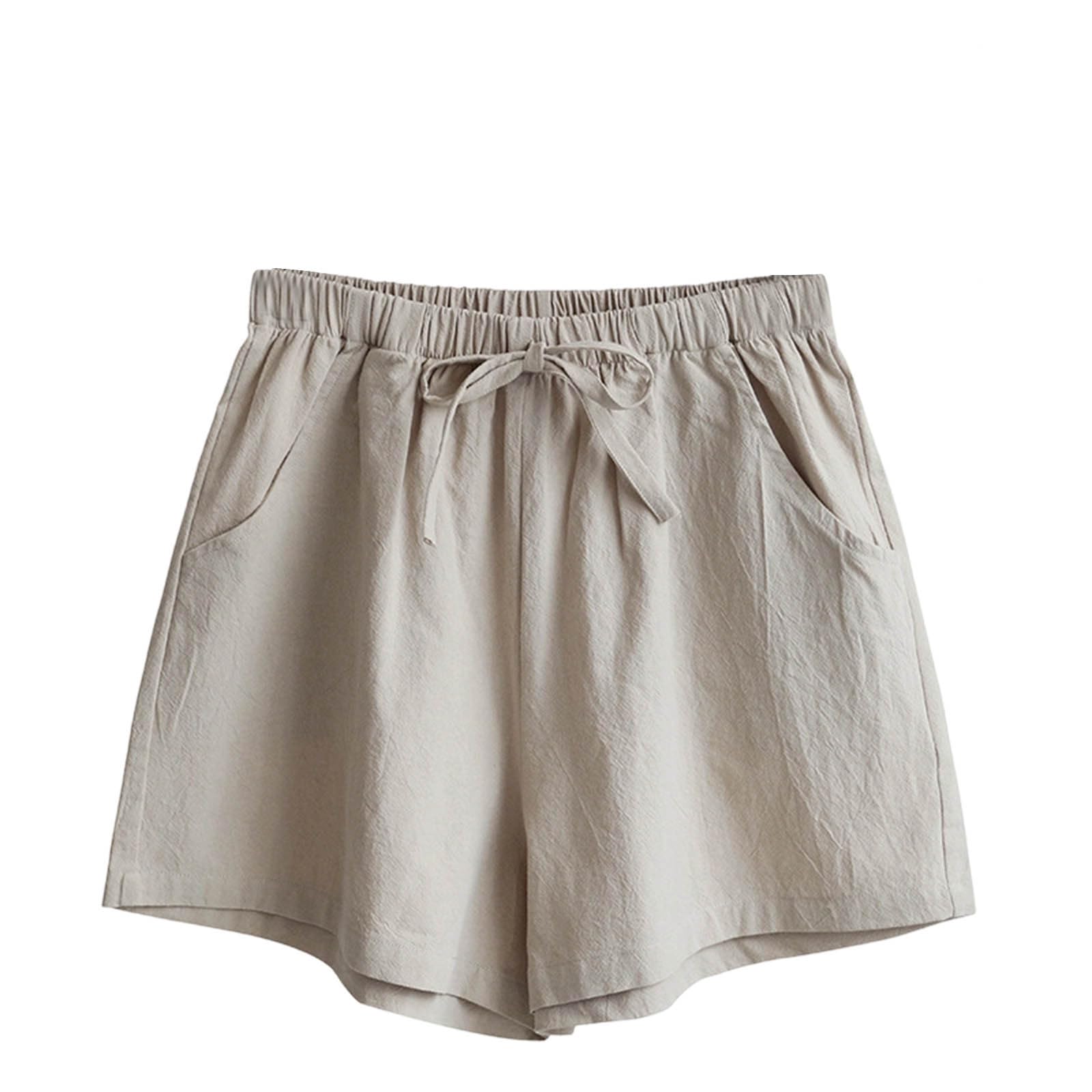 Beach Shorts for Women Vacation High Waisted Shorts Drawstring Short Pants Summer Comfy Travel Pants with Pockets - 5