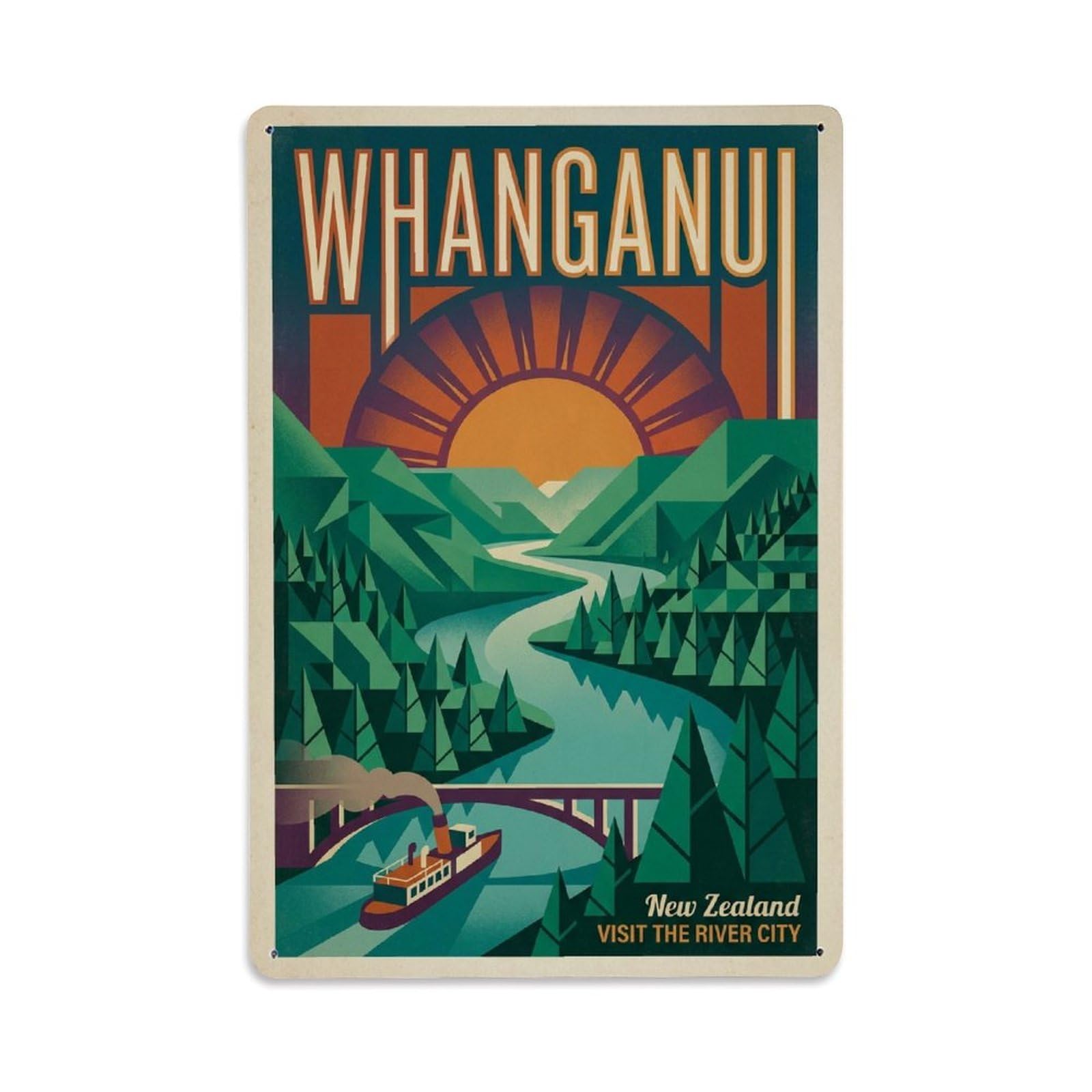Metal Tin Sign Vintage New Zealand Whanganui Travel