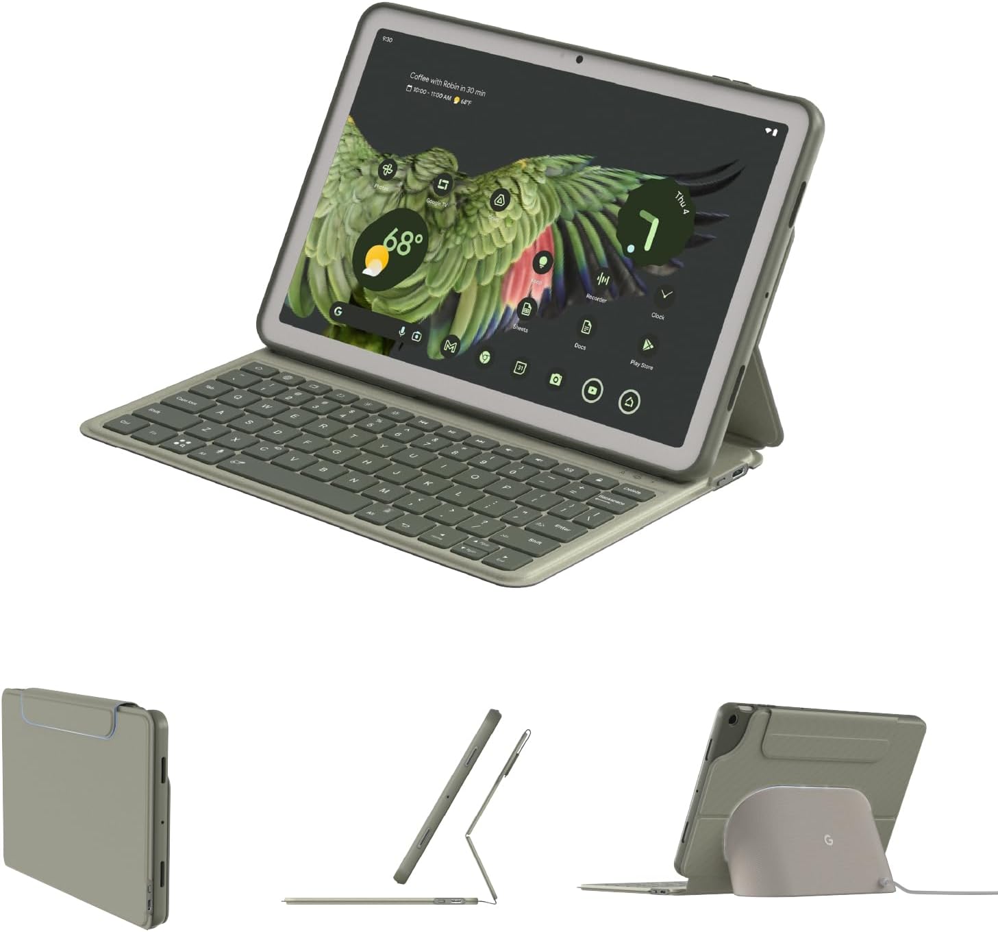 EIP Magnetix Lite Keyboard Case for Google Pixel Tablet 11 inch (2025), Light-Weight Detachable Magnetic Keyboard with Pen Slot, Docking-Friendly Case Cover, 7-Color Backlit Keys, Gemini Key