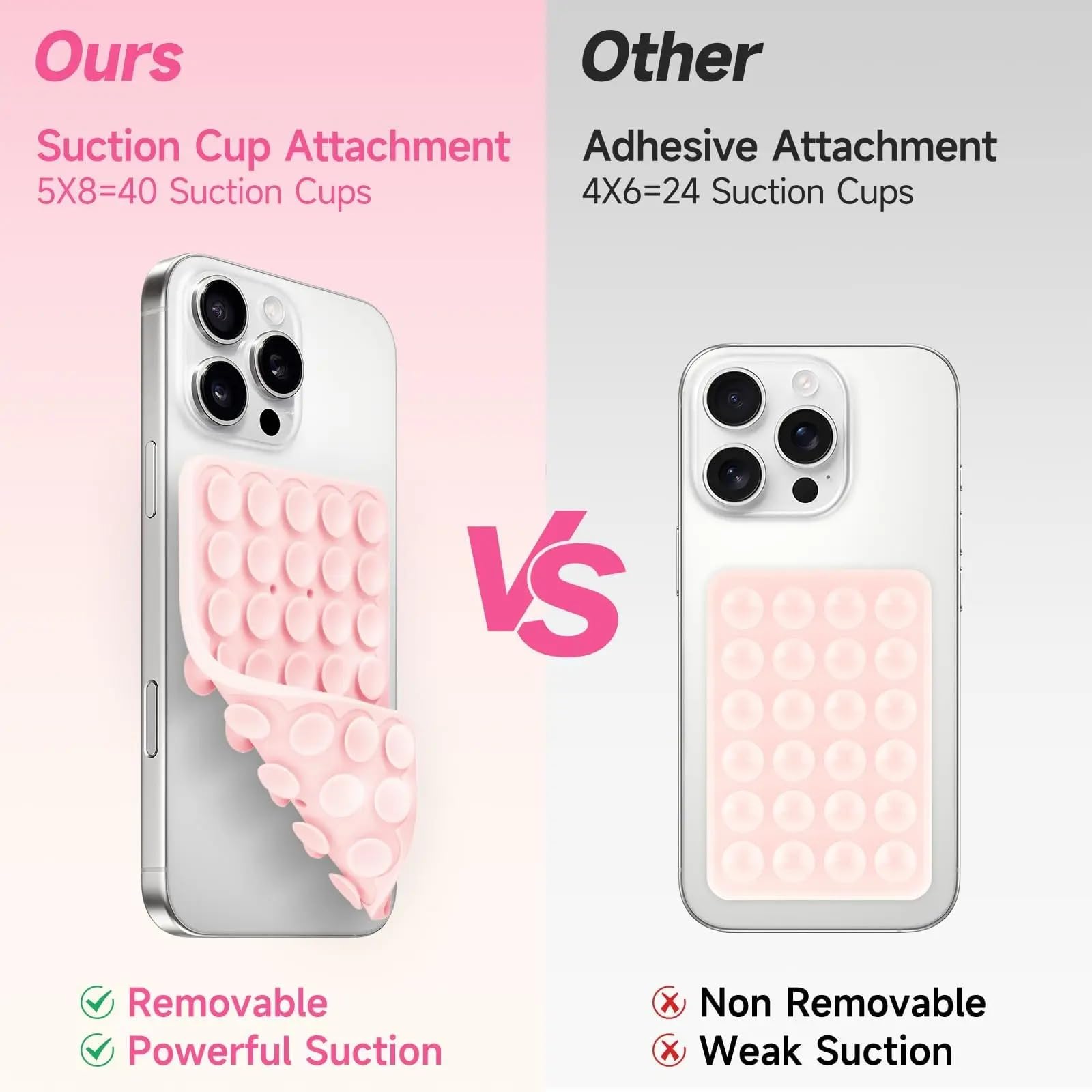 XZC Confezione da 3 impugnature in silicone a doppia ventosa per telefono, supporto per selfie e video, riutilizzabili e rimovibili (bianco)