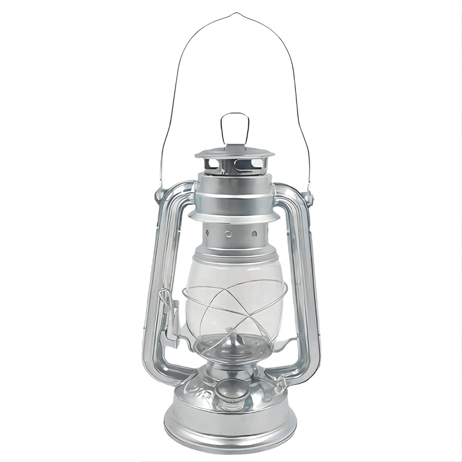 Kerosene Lamps, Oil Lamp Hanging Hurricane Lantern for Indoor and Outdoor Use Patio Decoration(Silver)