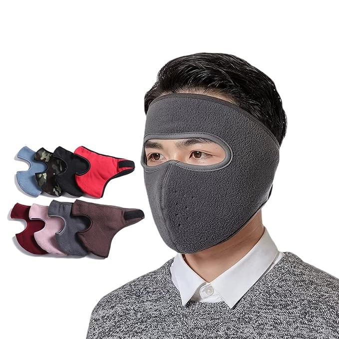 Winter Fleece Warm Mask for Men and Women, Full Cover Face Winter Bicycle Windproof Breathable Mask (Dark Gray, One Size)-image-6