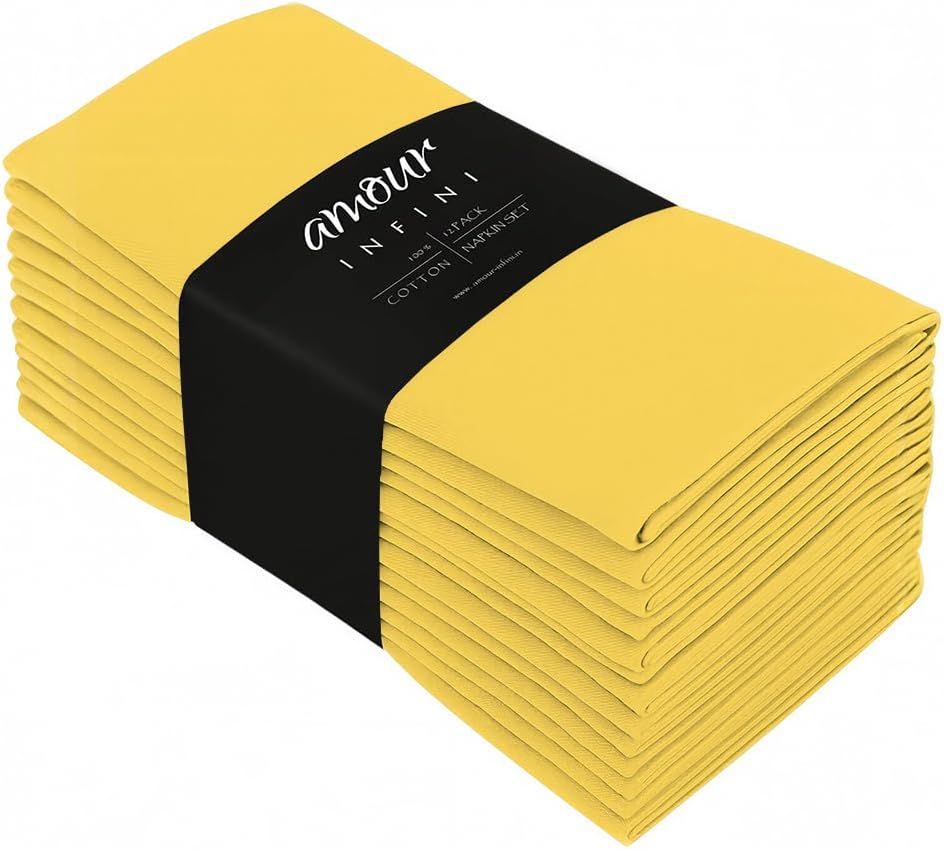 Servilletas de Tela Algodón AMOUR INFINI Juego 12 Unidades 45x45 cm Amarillo