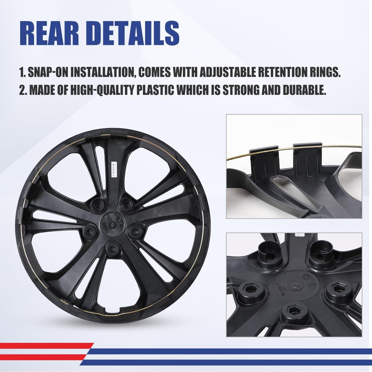 CPW 17 Inch Steel Wheel Hubcaps for Chevy Trax 2024-2026, PP Material Snap-On Installation Car Accessories Wheel Cover Replacement 1 Set of 4 Black Lacquer