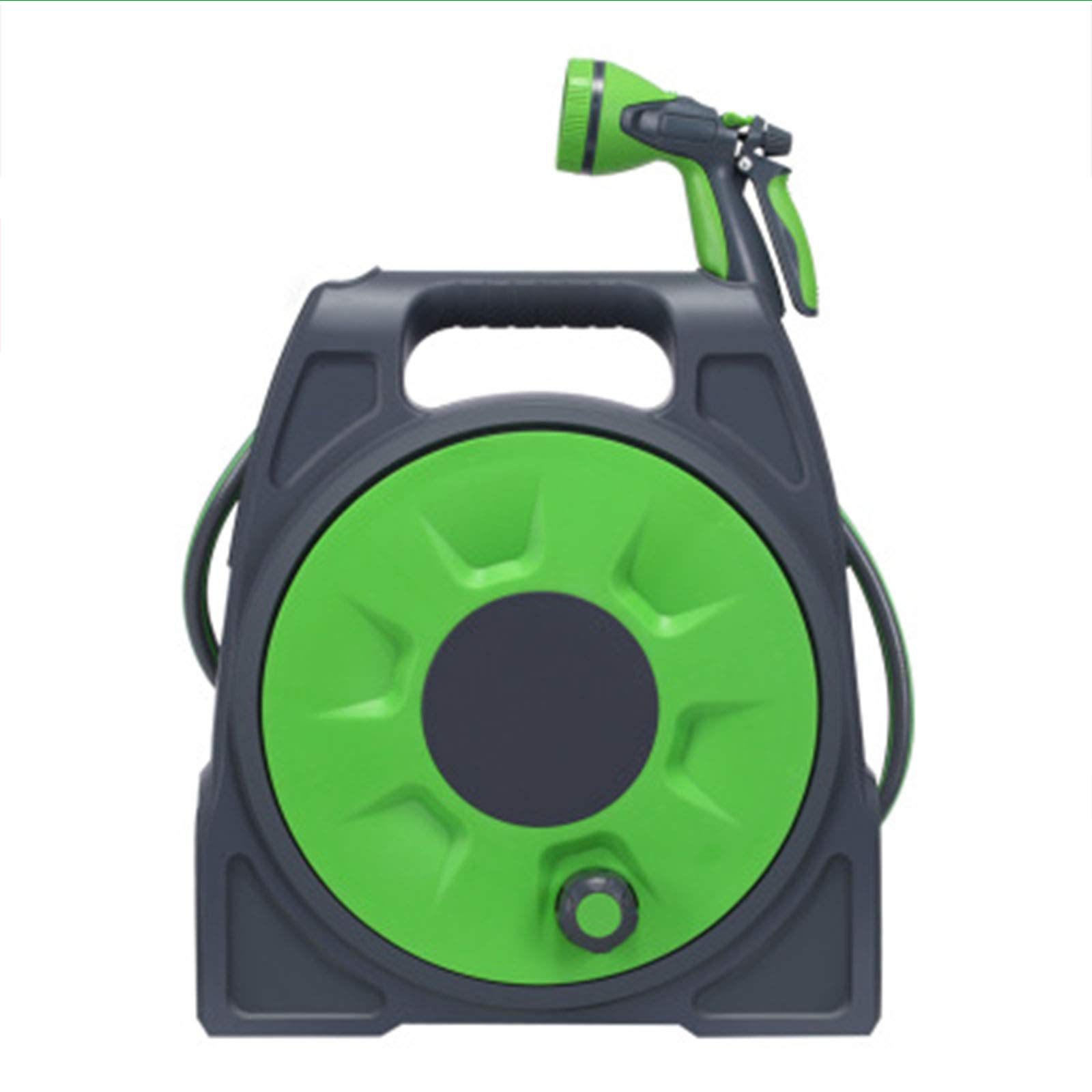 Enrollador de Manguera de Jardin, Carrete de Manguera Retráctil Automático, 9 Modos de Pulverización 180° Giratorio Carrete portamanguera para Riego de Jardín Lavado de Autos,25m