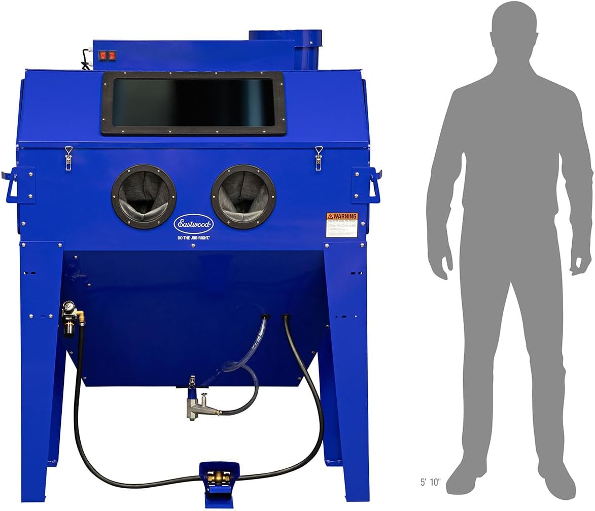Eastwood B120 Sand Blasting Cabinet Kit | Heavy Duty Steel Sand Blaster Media Cabinet for Paint Removal, Metal Restoration, Rust Removal, Sandblasting | Holds Up to 150 Lbs of Abrasive Media 66294
