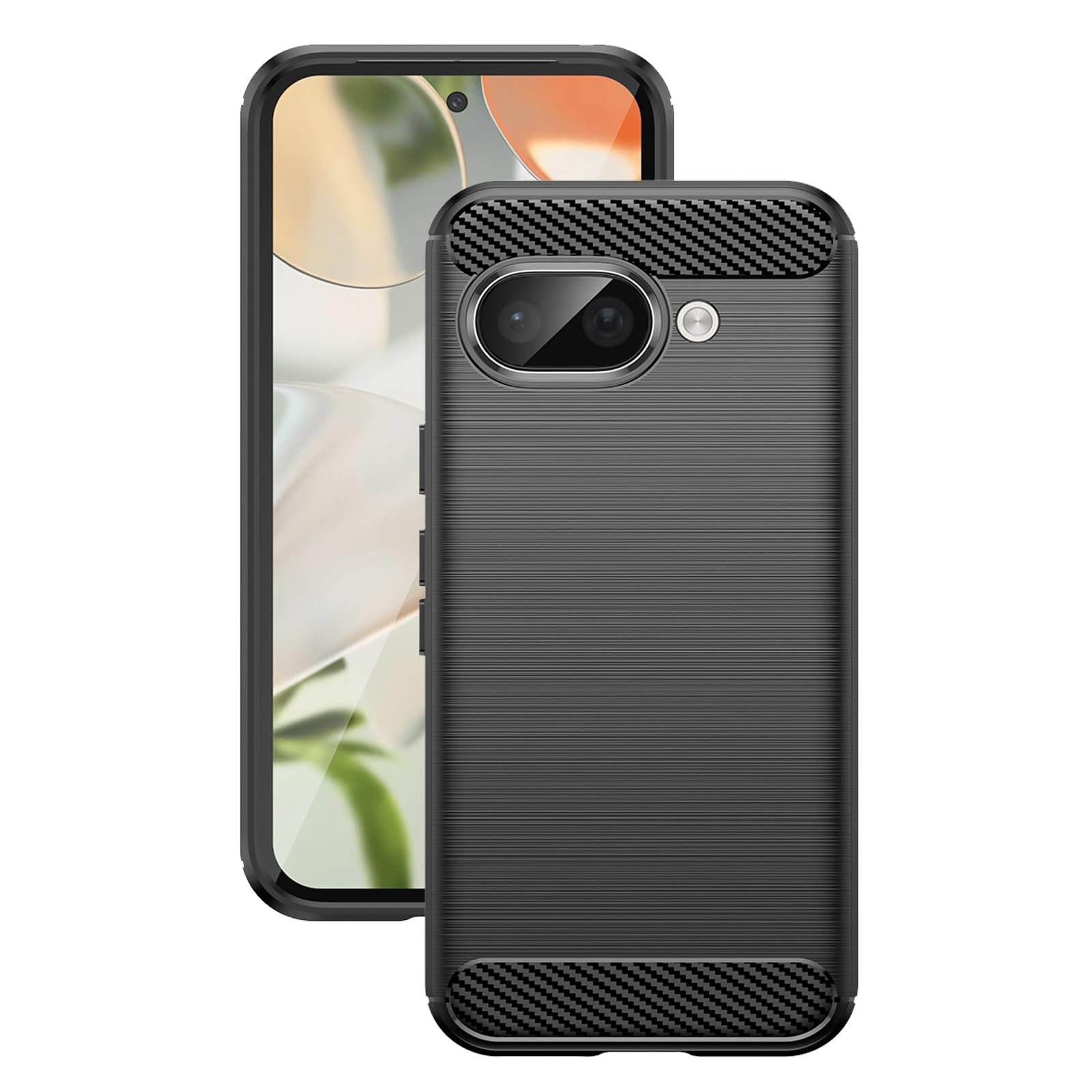 【UNEED】Google Pixel 9a 用の スマホケース ピクセル9a 用の ケース カバー ケース 炭素繊維カバー (素材/TPU) 指紋防止 滑り止め 薄型 軽量 耐衝撃 簡易脱着 ソフトケース カラー：黒