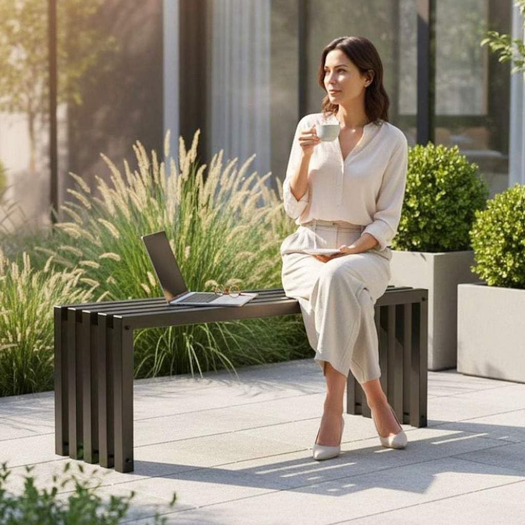 DanDiBo Gartenbank Wetterfest Metall Outdoor Schwarz 96245 Ida 120 cm Sitzbank Garten Bank Parkbank Eisen