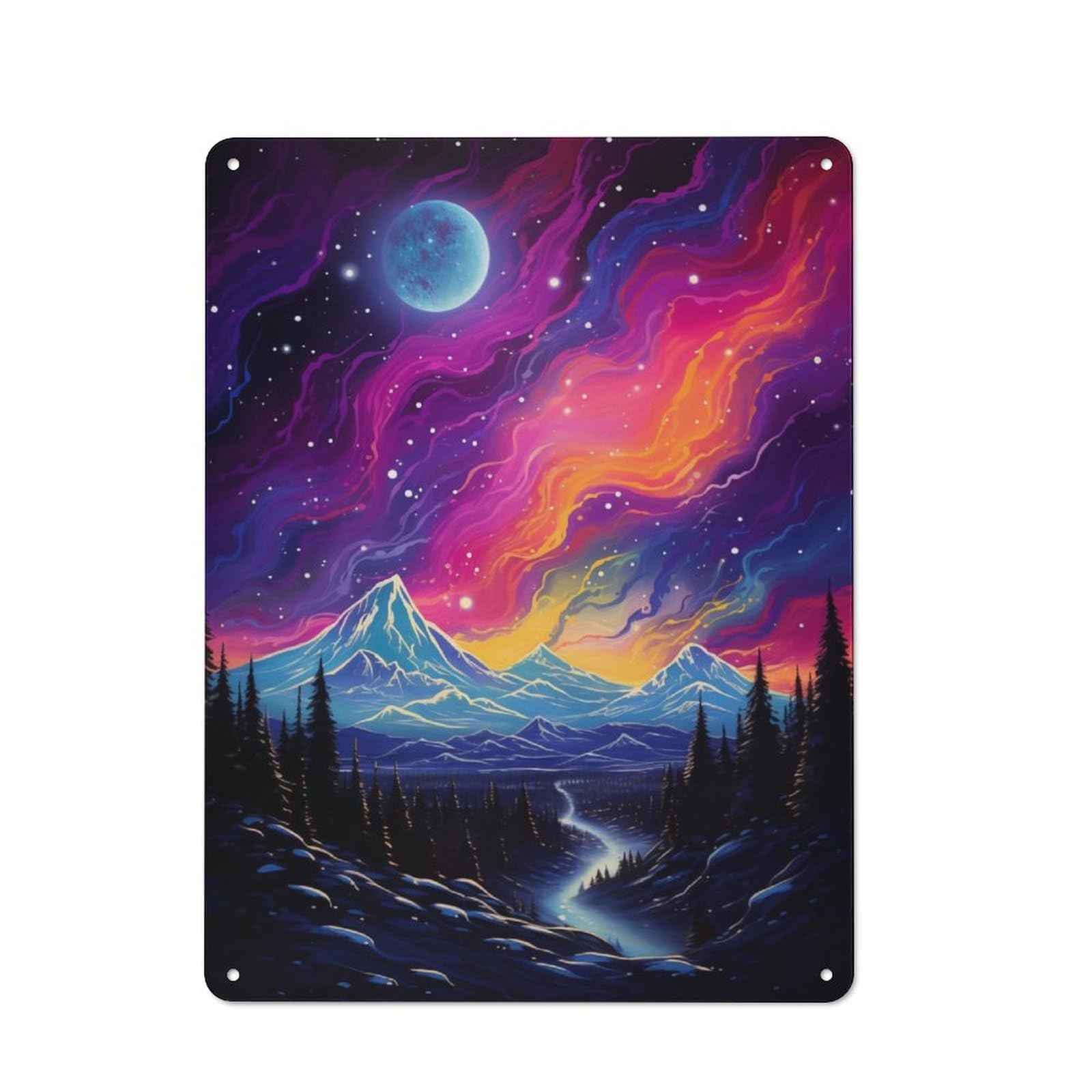 Junmoney Starry Night In The Tetons Rustic Tin Wall Plaque 40X30cm For Garage Or Workshop, For Home Interiors, Feature Walls And Decorative Displays