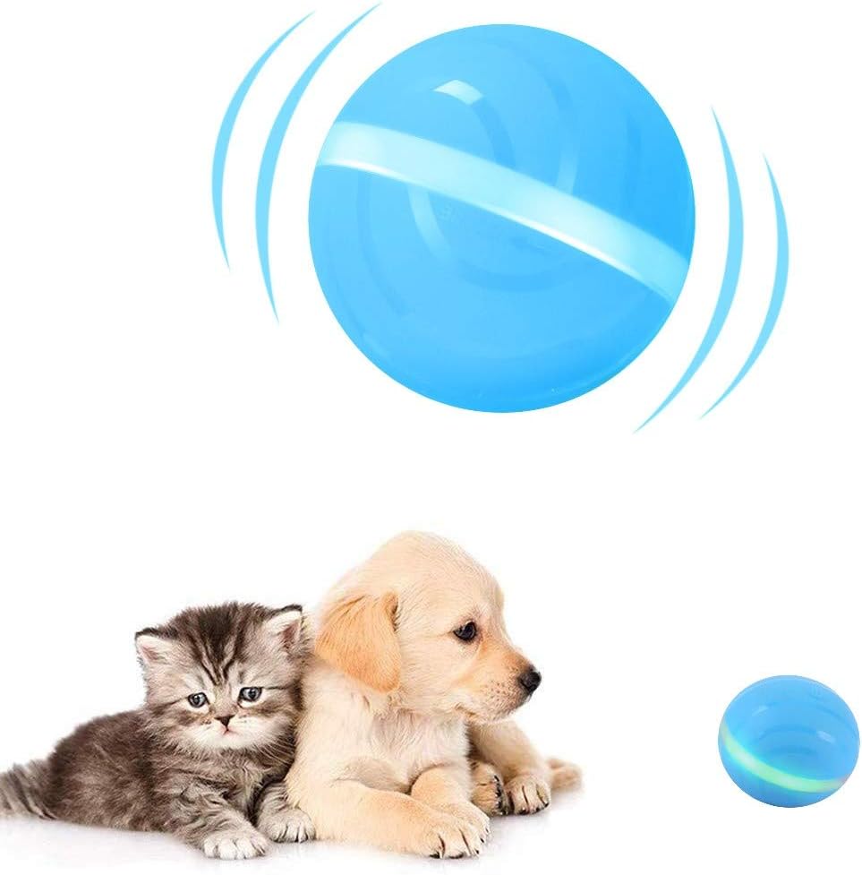 junwei Upgraded 2.1 Version Wicked Toys Pet Balls for Dogs Cats Puppy USB Rechargeable RGB LED Rolling Flash Ball for Doggy Smart Electric Magic Roller Ball Toy Waterproof Durable