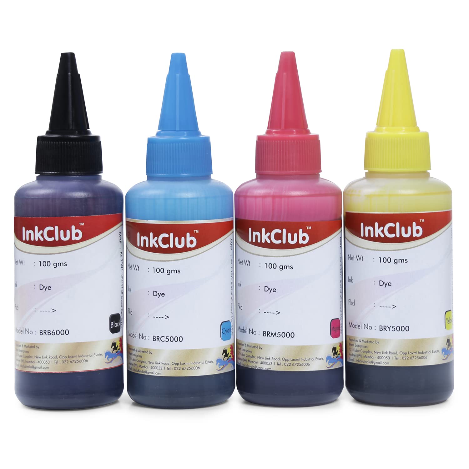 Inkclub Compatible Dye Refill Ink for Brother BT5000 & BT6000BK for T220, T300, T310, T420, T500, T520, T820, T920, T510, T910, T710, T4000W, T4500DW, T300W, T800W, T700,T710W, T810W(CMYK) -100gm x 4 (B01A70HLUO) Amazon Price History, Amazon Price Tracker