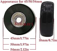 Vista 5 de LOTOWELZON 2 piezas de ruedas de repuesto para equipaje, maleta, 50/64/70/75/84/90 mm de goma para patines en línea con rodamientos ABEC-7 608ZZ