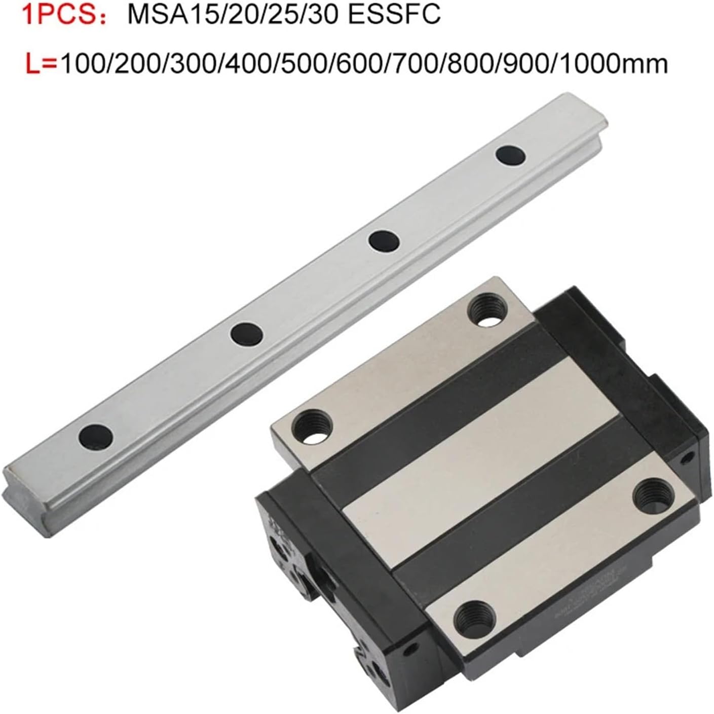 PMI Linear Guide Slider MSB15S MSB15SSSFC Linear Motion Bearing Slider Bracket for CO2 Machine CNC Router Guide Rail(MSA30ESSFCN,450mm)