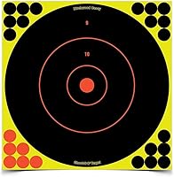 Vista 2 de BIRCHWOOD CASEY Shoot-N-C - Objetivos reactivos de ojo de buey de 12 pulgadas, altamente visibles, objetivos de disparo autoadhesivos con pastores