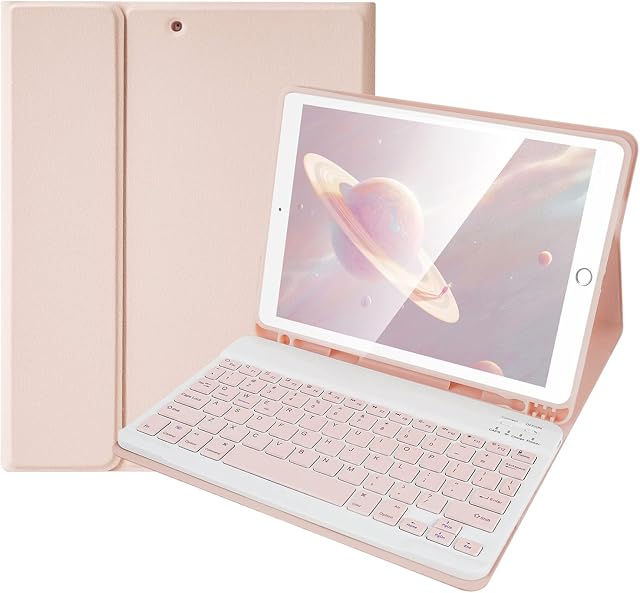 Lively Life iPad Keyboard Case 9.7 inch, Detachable Bluetooth keyboard for iPad 6th Generation,iPad 5th Generation, iPad Pro 9.7 inch, iPad Air 2/1, with Auto Wake/Sleep & Built-in Pencil Slot- Pink