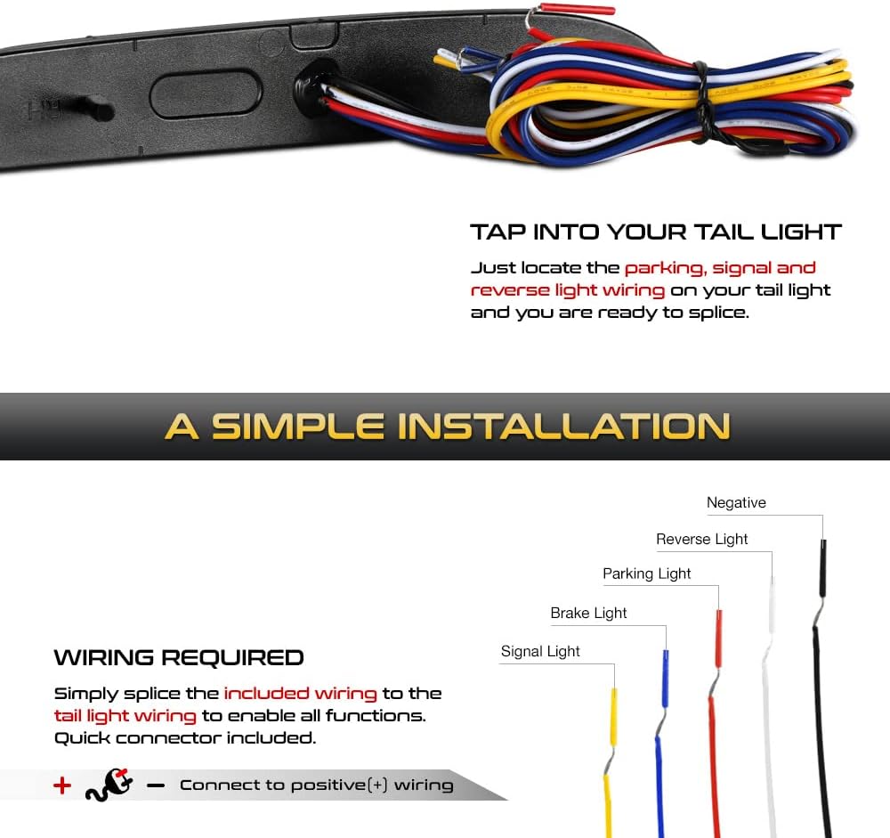 VIPMOTOZ 4in1 LED Rear DRL+Reverse+Brake+Turn Signal Lights Lamps Compatible With 2012-2016 Fiat 500 Sport Smoked Tinted Lens Black Housing Driver & Passenger Side Pair