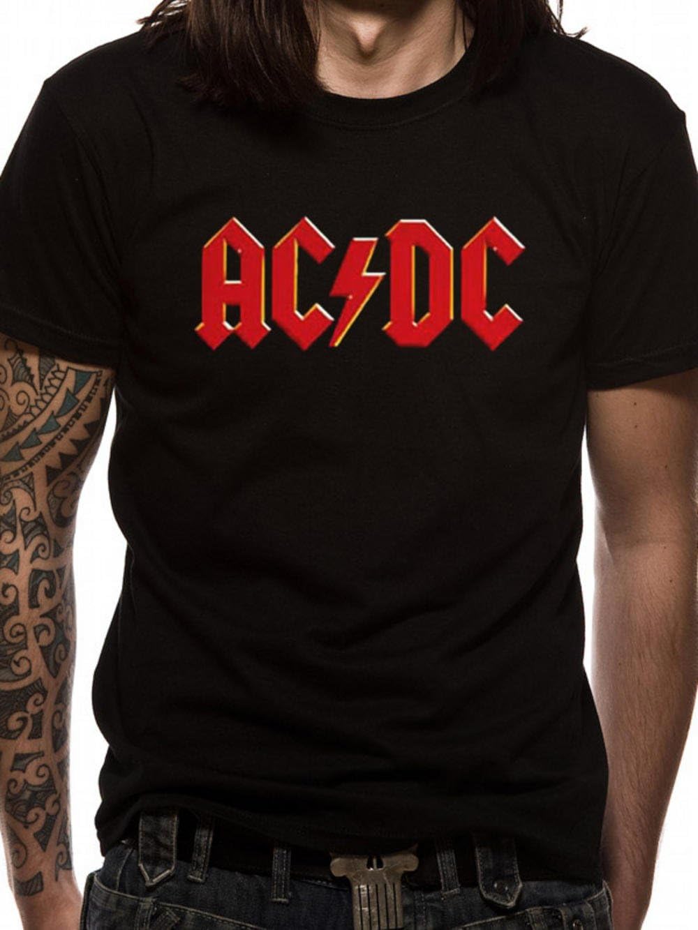 AD/DC PE12097 Red Logo T Shirt - Black - Small