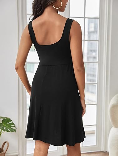 Miniatura 5 de OYOANGLE Vestido de maternidad para mujer, casual, sin mangas, holgado, sin mangas, para mujer